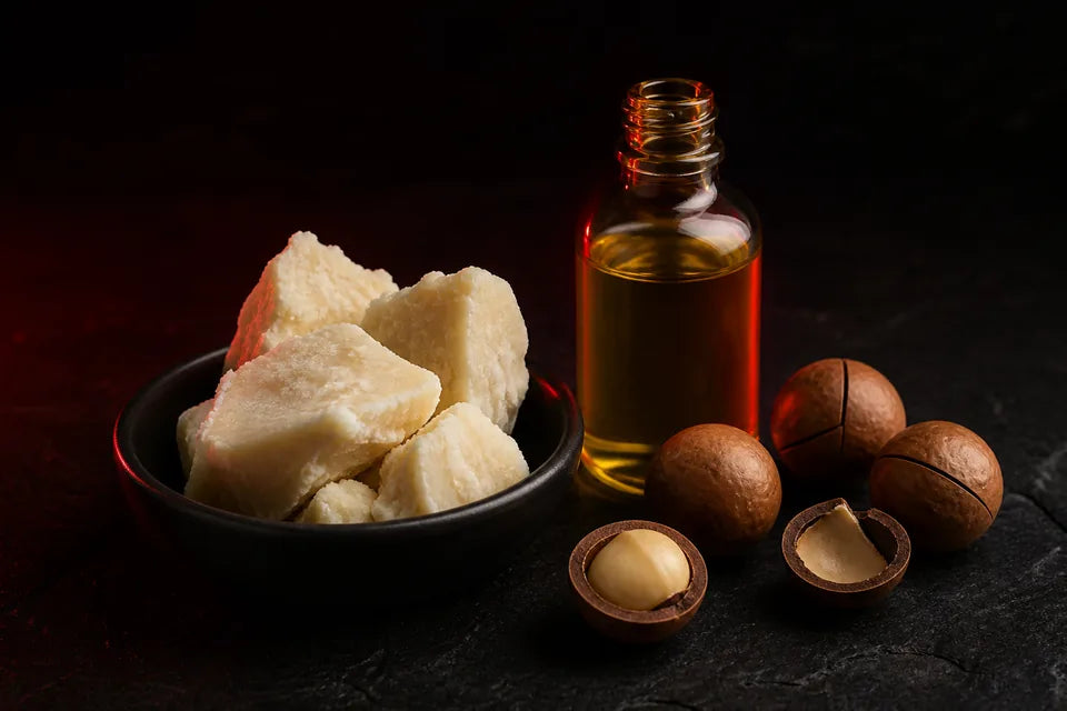 Illustration premium du beurre de karité et de l’huile de macadamia